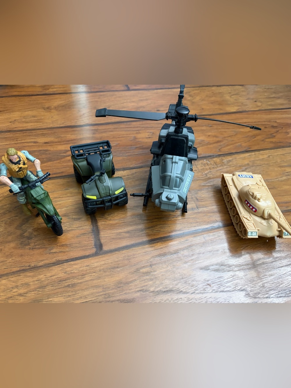 Kids Military Helicopter, Dirt Bike, ATV, and Tank Toys